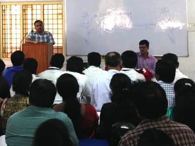Professor GB Reddy speaking at a campus event
